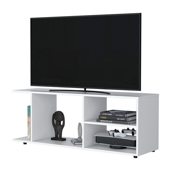 English Elm Tubac Modern TV Rack in White Melamine with Open Shelves for Media Storage, Durable 47.4" W B128P237132