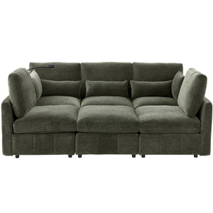 English Elm Modern Modular Sectional Sofa With Usb Ports, Movable Ottoman, And Pillows – Perfect For Living Rooms! N719S002050F