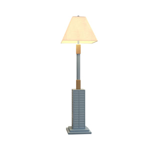 Homeroots 63" Blue Floor Lamp With Tan Linen Shade   397359