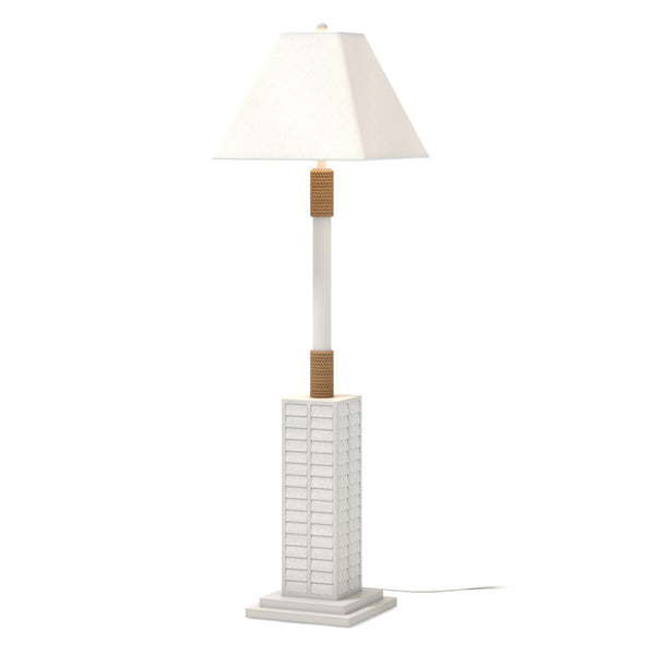 HomeRoots 63" Elegant White Polyresin Floor Lamp with Linen Shade for Warm Ambient Lighting in Any Room 397360