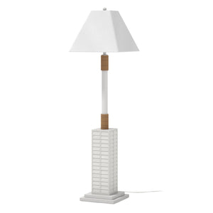 HomeRoots 63" Elegant White Polyresin Floor Lamp with Linen Shade for Warm Ambient Lighting in Any Room 397360