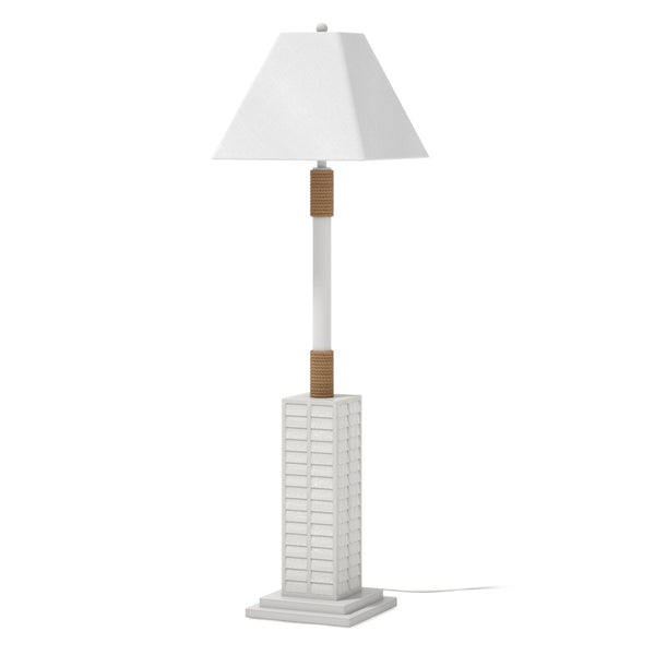 HomeRoots 63" Elegant White Polyresin Floor Lamp with Linen Shade for Warm Ambient Lighting in Any Room 397360