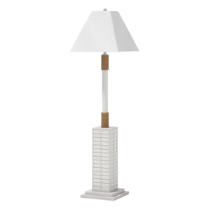 HomeRoots 63" Elegant White Polyresin Floor Lamp with Linen Shade for Warm Ambient Lighting in Any Room 397360