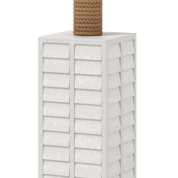 HomeRoots 63" Elegant White Polyresin Floor Lamp with Linen Shade for Warm Ambient Lighting in Any Room 397360