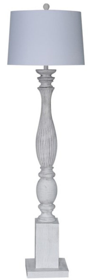 HomeRoots 63" White Resin Floor Lamp - Elegant Drum Shade, Coastal Charm, Perfect for Living Rooms & Bedrooms 397363