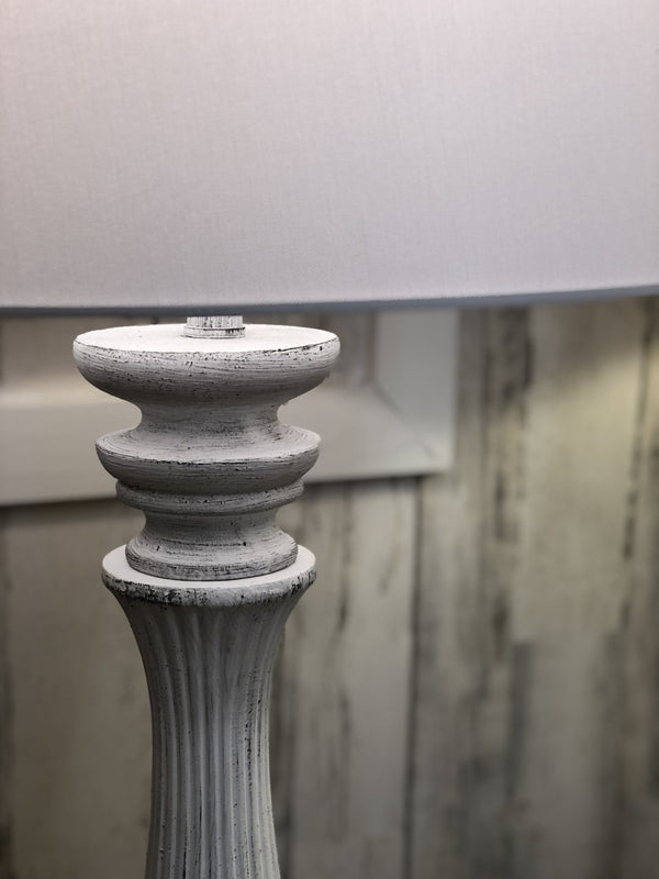 HomeRoots 63" White Resin Floor Lamp - Elegant Drum Shade, Coastal Charm, Perfect for Living Rooms & Bedrooms 397363