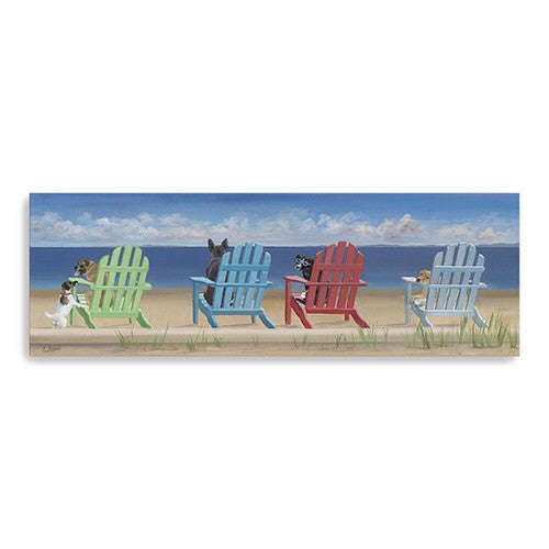 Homeroots Dogs At The Beach Unframed Print Wall Art  Polyester 397365