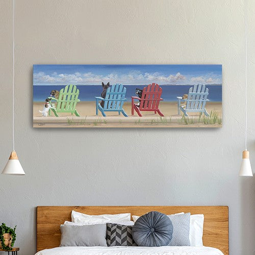 Homeroots Dogs At The Beach Unframed Print Wall Art  Polyester 397365