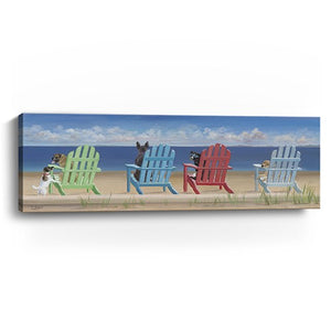 Homeroots Dogs At The Beach Unframed Print Wall Art  Polyester 397365