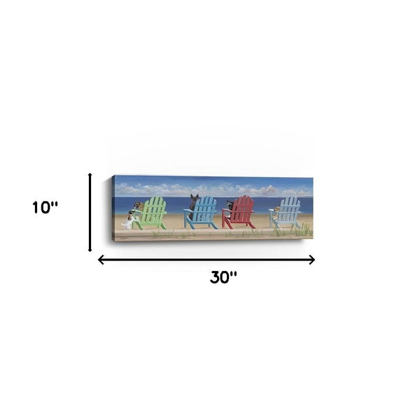 Homeroots Dogs At The Beach Unframed Print Wall Art  Polyester 397365