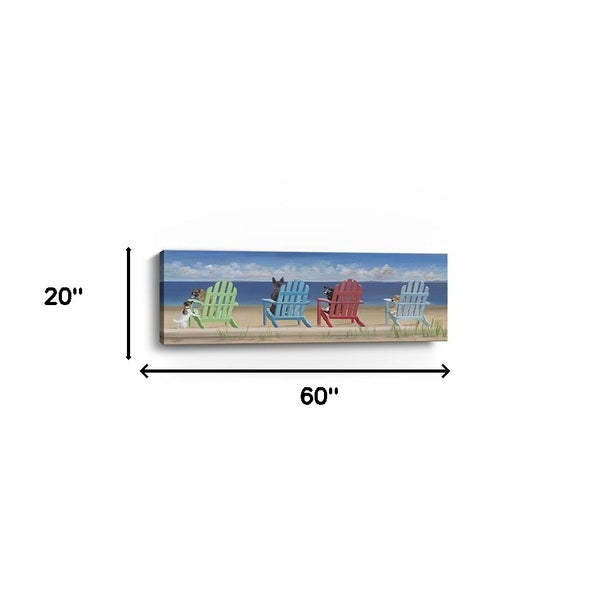 Homeroots Dogs At The Beach Unframed Print Wall Art  Polyester 397366