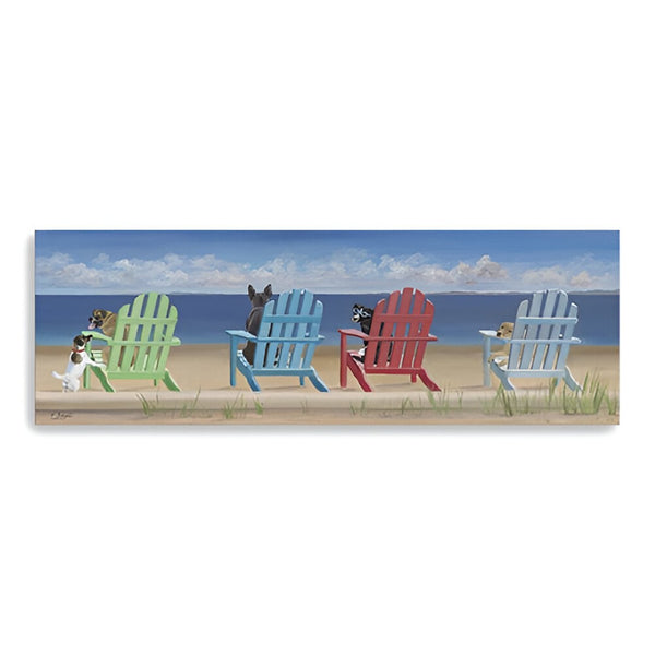 HomeRoots Dogs at the Beach Canvas Wall Art – Vibrant Giclée Print for a Stylish Coastal Home Décor Touch 20"x60" 397366