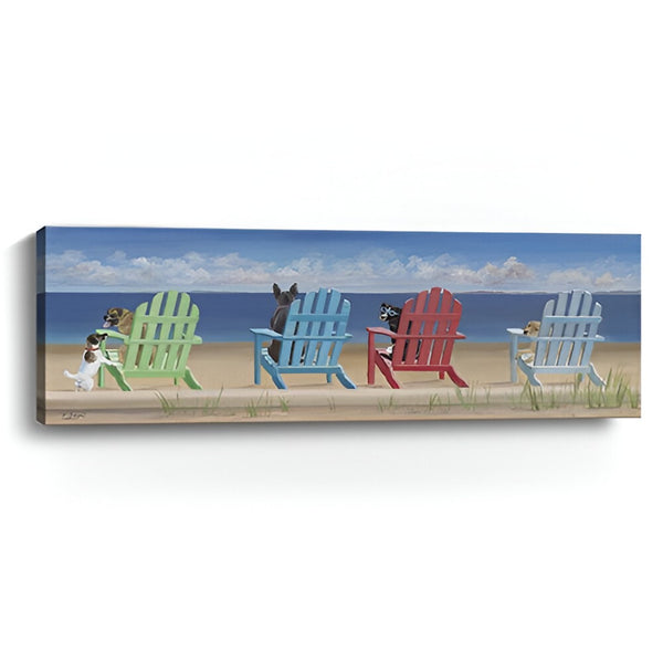HomeRoots Dogs at the Beach Canvas Wall Art – Vibrant Giclée Print for a Stylish Coastal Home Décor Touch 20"x60" 397366