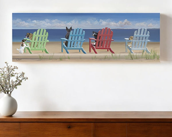 HomeRoots Dogs at the Beach Canvas Wall Art – Vibrant Giclée Print for a Stylish Coastal Home Décor Touch 20"x60" 397366