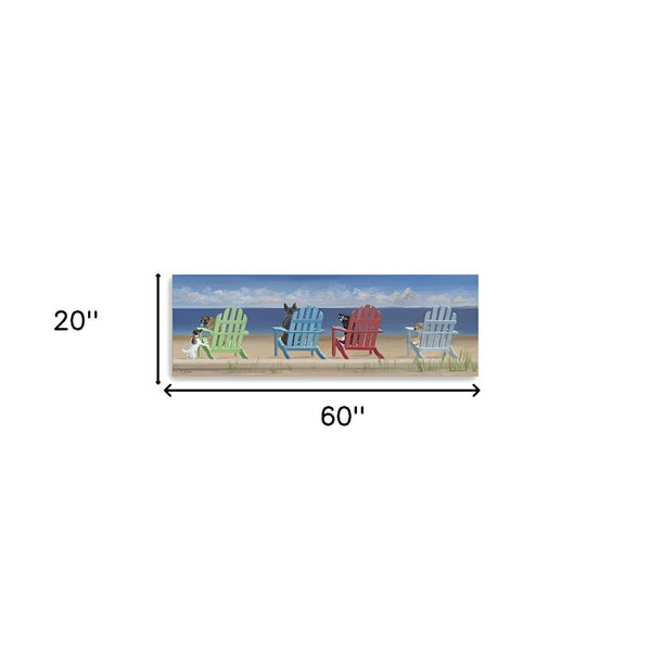 HomeRoots Dogs at the Beach Canvas Wall Art – Vibrant Giclée Print for a Stylish Coastal Home Décor Touch 20"x60" 397366