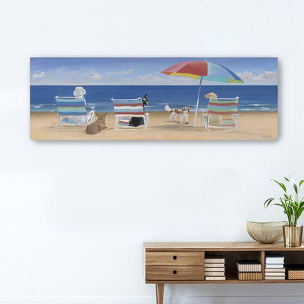 HomeRoots 60" Dogs Enjoying a Perfect Beach Day Canvas Wall Art - Vibrant, Durable Décor for Any Room 20"x60" 397368