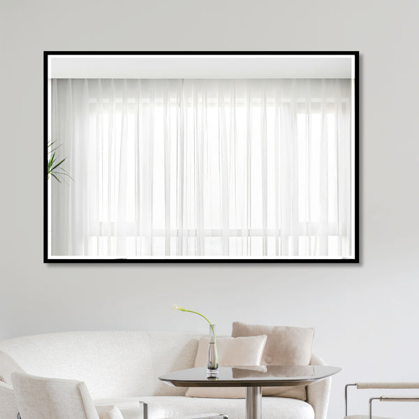 Homeroots Black Beveled Wall Mirror  Glass 397374