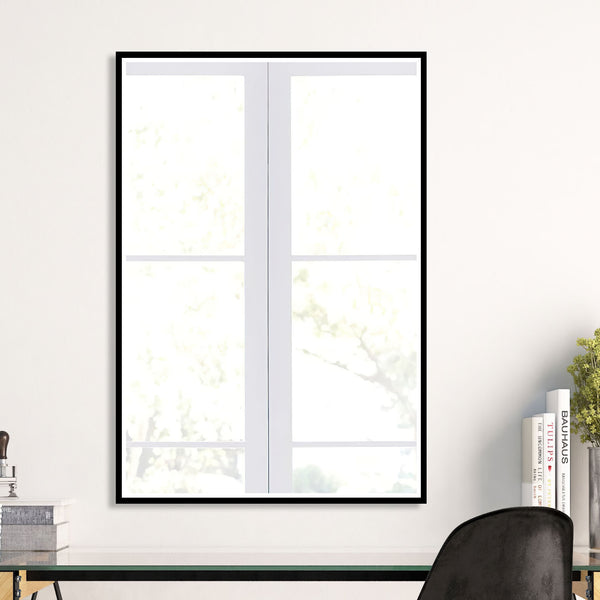 Homeroots Jumbo Black Beveled Wall Mirror  Glass 397375