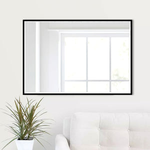 Homeroots Jumbo Black Beveled Wall Mirror  Glass 397375