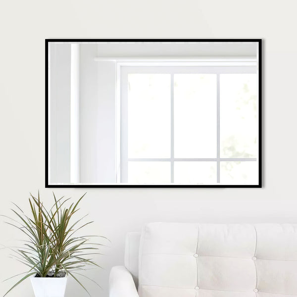 Homeroots Jumbo Black Beveled Wall Mirror  Glass 397375