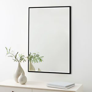 Homeroots Jumbo Black Beveled Wall Mirror  Glass 397375