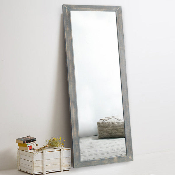 Homeroots Brushed Gray Wooden Mirror Gray Glass 397376