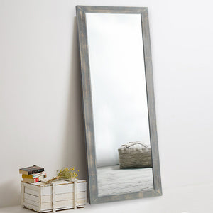 Homeroots Brushed Gray Wooden Mirror Gray Glass 397376