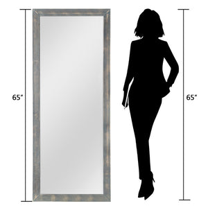 Homeroots Brushed Gray Wooden Mirror Gray Glass 397376