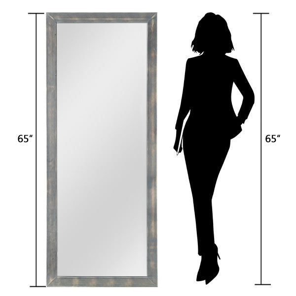 Homeroots Brushed Gray Wooden Mirror Gray Glass 397376