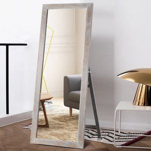 Homeroots Brushed Light Brown Wooden Mirror Light Brown Glass 397377