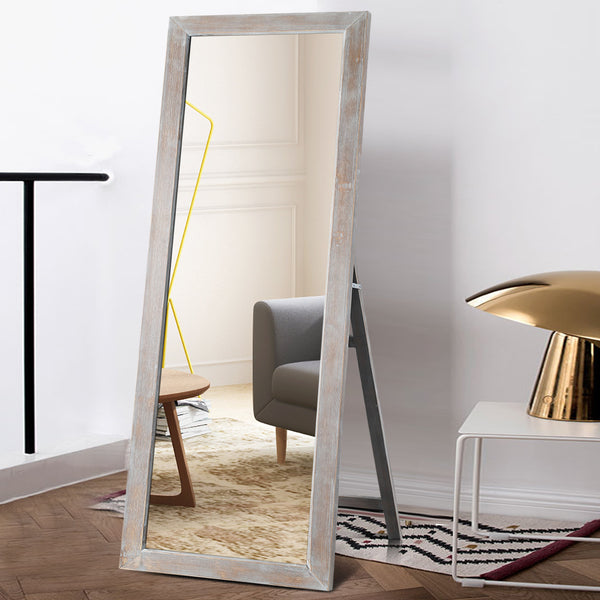 Homeroots Brushed Light Brown Wooden Mirror Light Brown Glass 397377