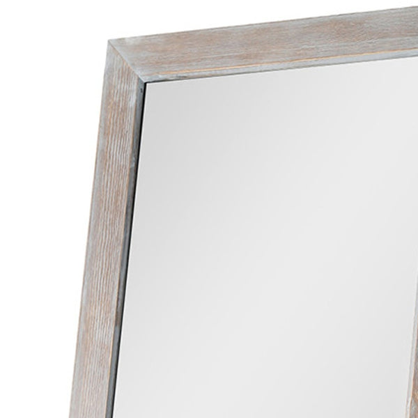 Homeroots Brushed Light Brown Wooden Mirror Light Brown Glass 397377