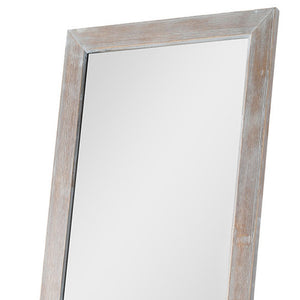 Homeroots Brushed Light Brown Wooden Mirror Light Brown Glass 397377