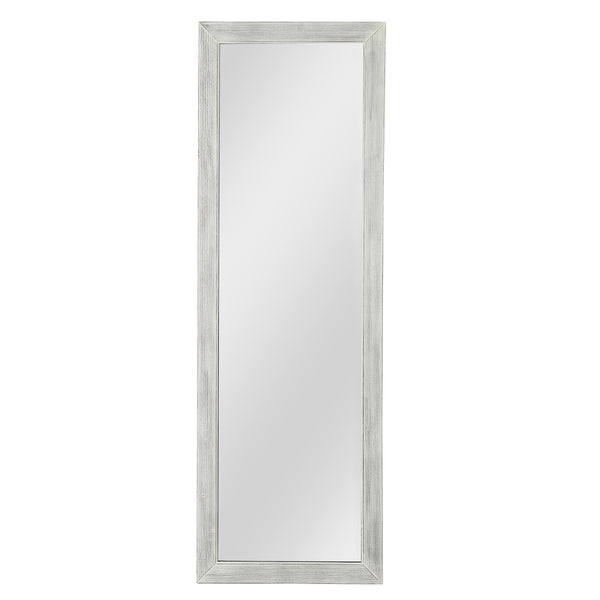 Homeroots Brushed White Wooden Mirror White Glass 397378