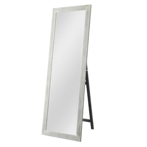 Homeroots Brushed White Wooden Mirror White Glass 397378