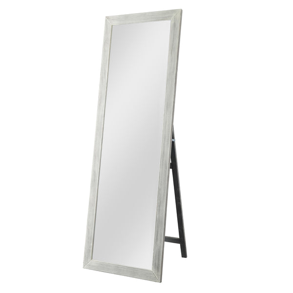 Homeroots Brushed White Wooden Mirror White Glass 397378