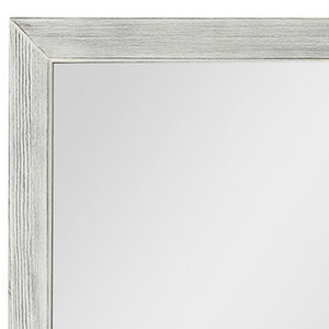 Homeroots Brushed White Wooden Mirror White Glass 397378
