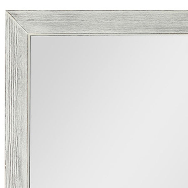 Homeroots Brushed White Wooden Mirror White Glass 397378