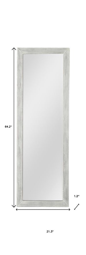 HomeRoots Brushed Rustic Wooden Mirror - Elegant Rectangular Design with Beveled Edge for Versatile Decor Use White 397378