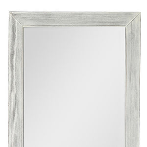 Homeroots Brushed White Wooden Mirror White Glass 397378