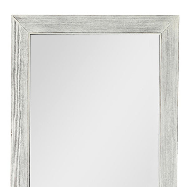 Homeroots Brushed White Wooden Mirror White Glass 397378