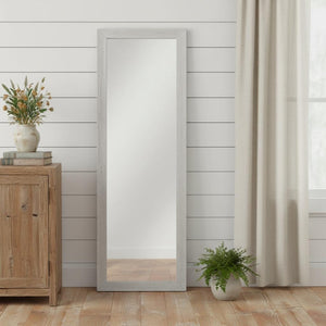 HomeRoots Brushed Rustic Wooden Mirror - Elegant Rectangular Design with Beveled Edge for Versatile Decor Use White 397378