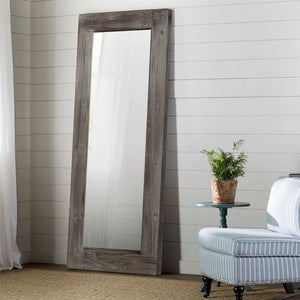 Homeroots Solid Dark Brown Wooden Mirror Brown Glass 397379