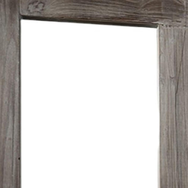HomeRoots 58" Elegant Solid Wood Freestanding and Wall Mount Accent Mirror for Timeless Home Décor Style Brown 397379