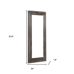 HomeRoots 58" Elegant Solid Wood Freestanding and Wall Mount Accent Mirror for Timeless Home Décor Style Brown 397379