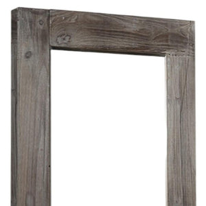 HomeRoots 58" Elegant Solid Wood Freestanding and Wall Mount Accent Mirror for Timeless Home Décor Style Brown 397379