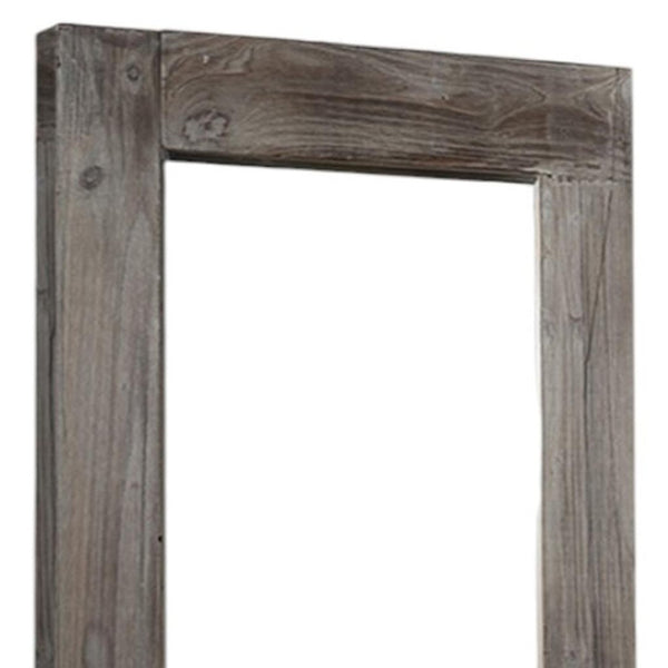 HomeRoots 58" Elegant Solid Wood Freestanding and Wall Mount Accent Mirror for Timeless Home Décor Style Brown 397379