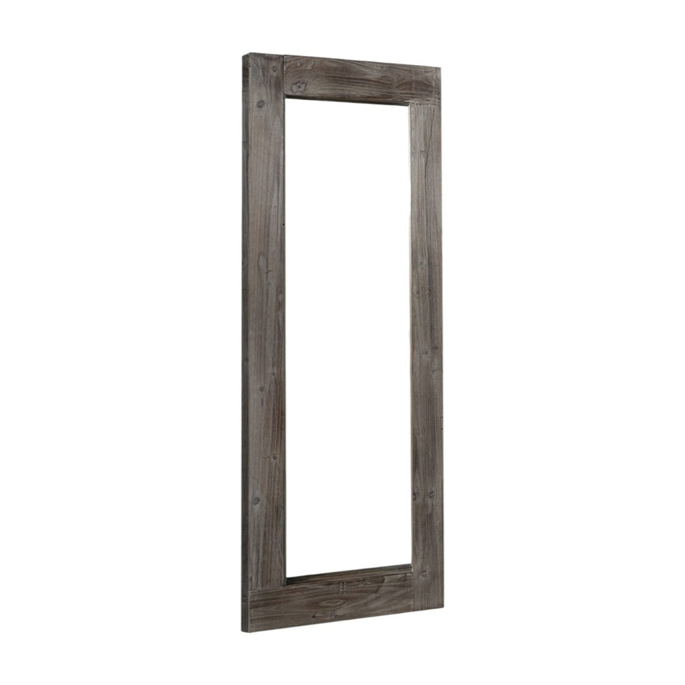 HomeRoots 58" Elegant Solid Wood Freestanding and Wall Mount Accent Mirror for Timeless Home Décor Style Brown 397379