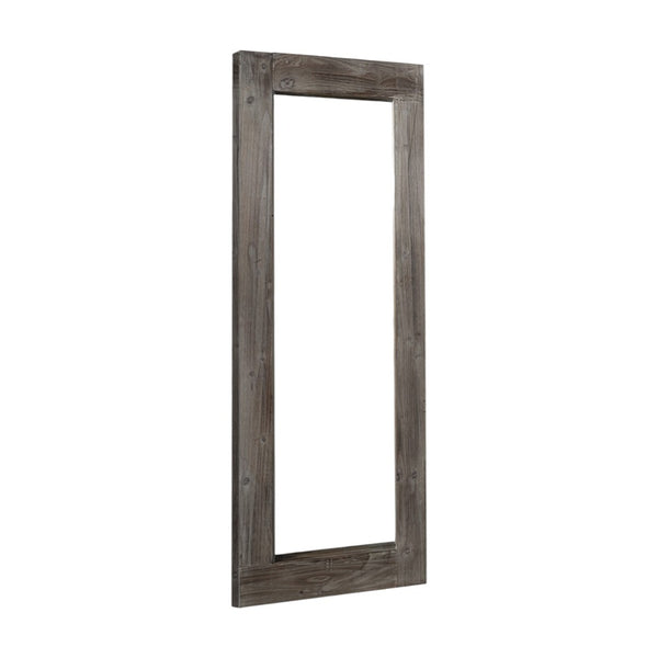 HomeRoots 58" Elegant Solid Wood Freestanding and Wall Mount Accent Mirror for Timeless Home Décor Style Brown 397379