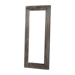 HomeRoots 58" Elegant Solid Wood Freestanding and Wall Mount Accent Mirror for Timeless Home Décor Style Brown 397379